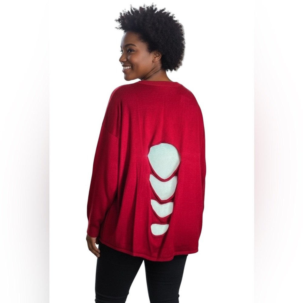 PLANET by Lauren G back hole boxy minimalist comfort career Corp casual Sweater